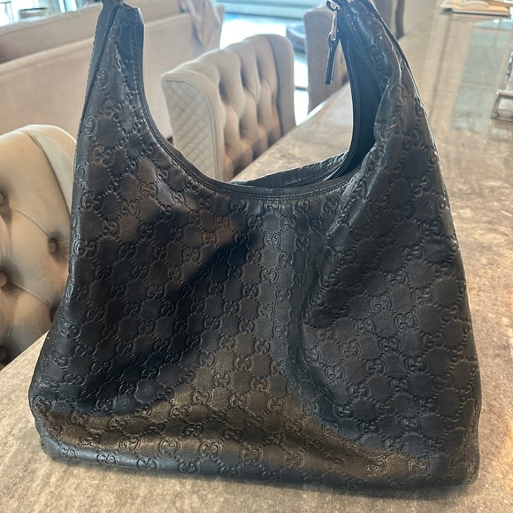 Gucci guccissima Large black leather hobo shoulder bag. Guaranteed authentic! - Picture 3 of 11